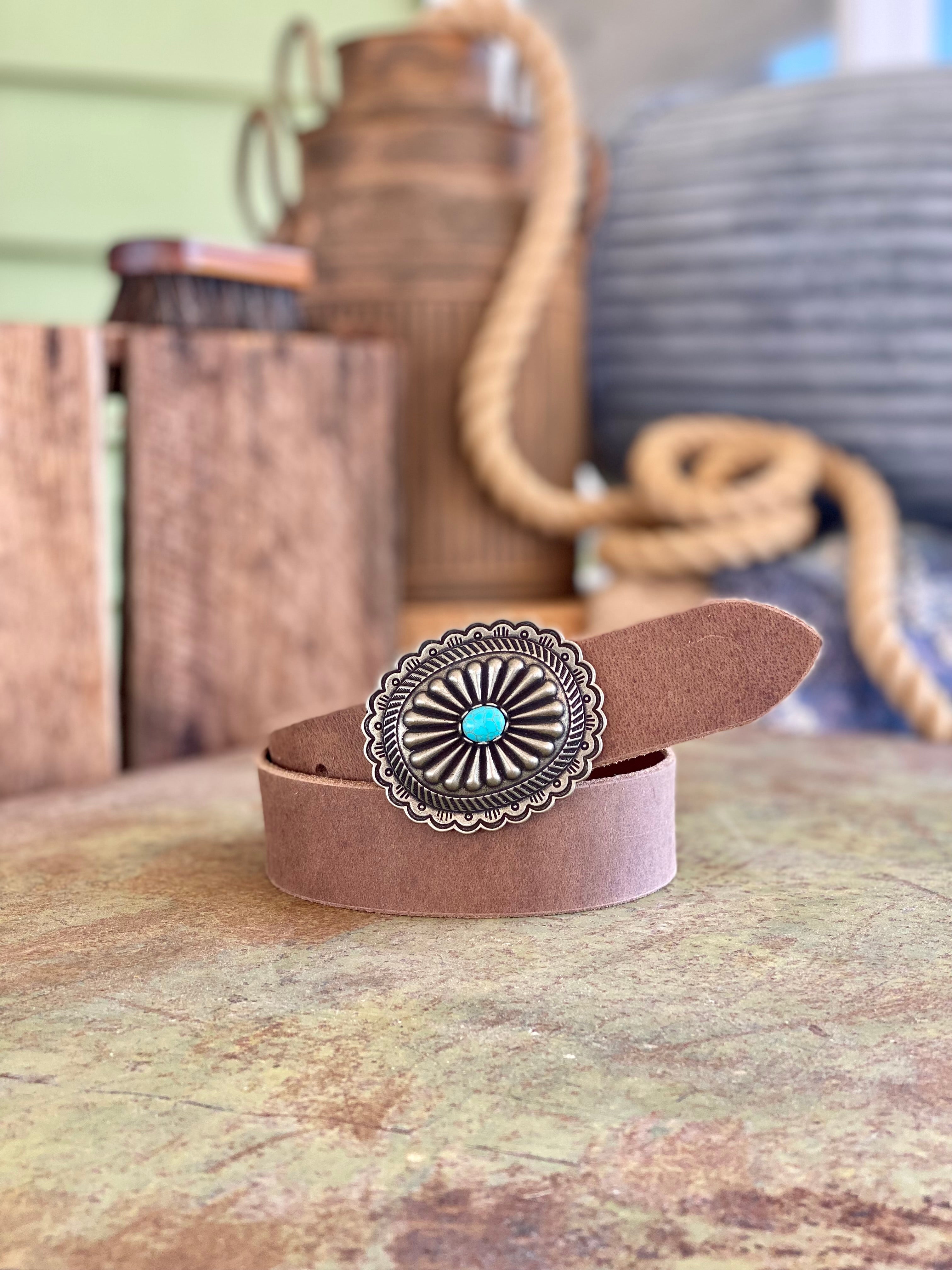 Navajo Turquoise Concho Buckle Belt