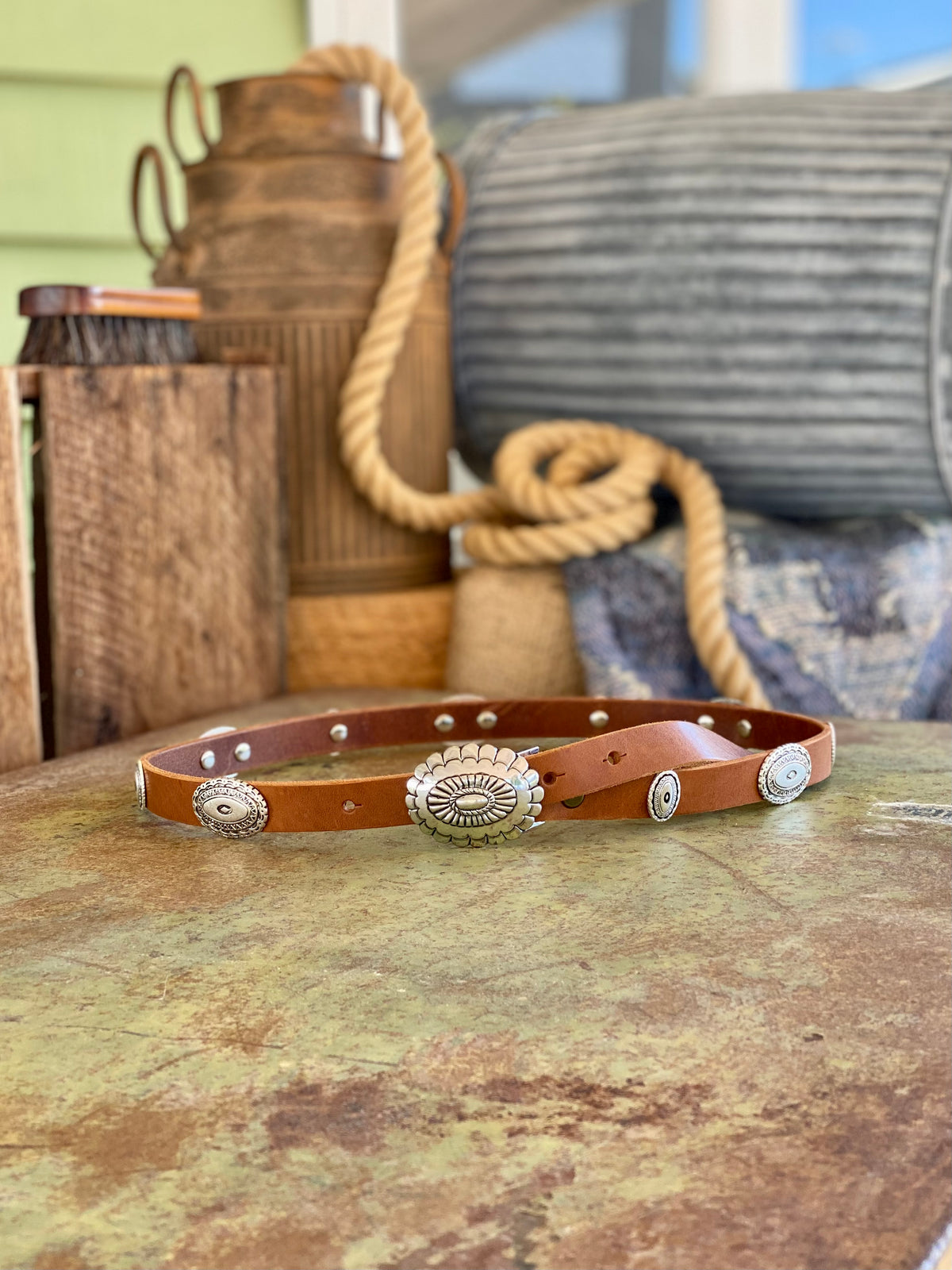 Stamped Oval Concho Belt